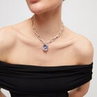 Short link chain pendant necklace purple crystal